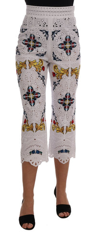 Mulicolor Majolica Cutout Capri Pants Dolce & Gabbana