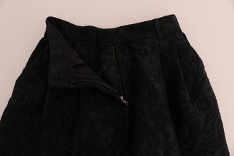 Black Brocade High Waist Capri Shorts Dolce & Gabbana