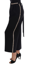 Black Wool Stretch Crystal Pants Dolce & Gabbana