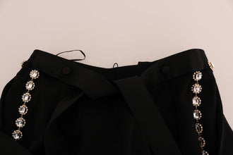 Black Wool Stretch Crystal Pants Dolce & Gabbana