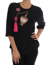 Black Silk Fairy Tale Top Crystal Blouse Dolce & Gabbana
