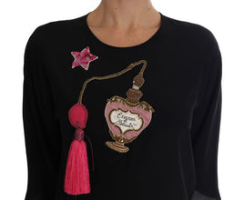Black Silk Fairy Tale Top Crystal Blouse Dolce & Gabbana