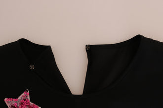 Black Silk Fairy Tale Top Crystal Blouse Dolce & Gabbana
