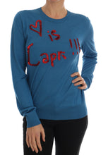 Blue Silk Love is Pullover Sweater Dolce & Gabbana