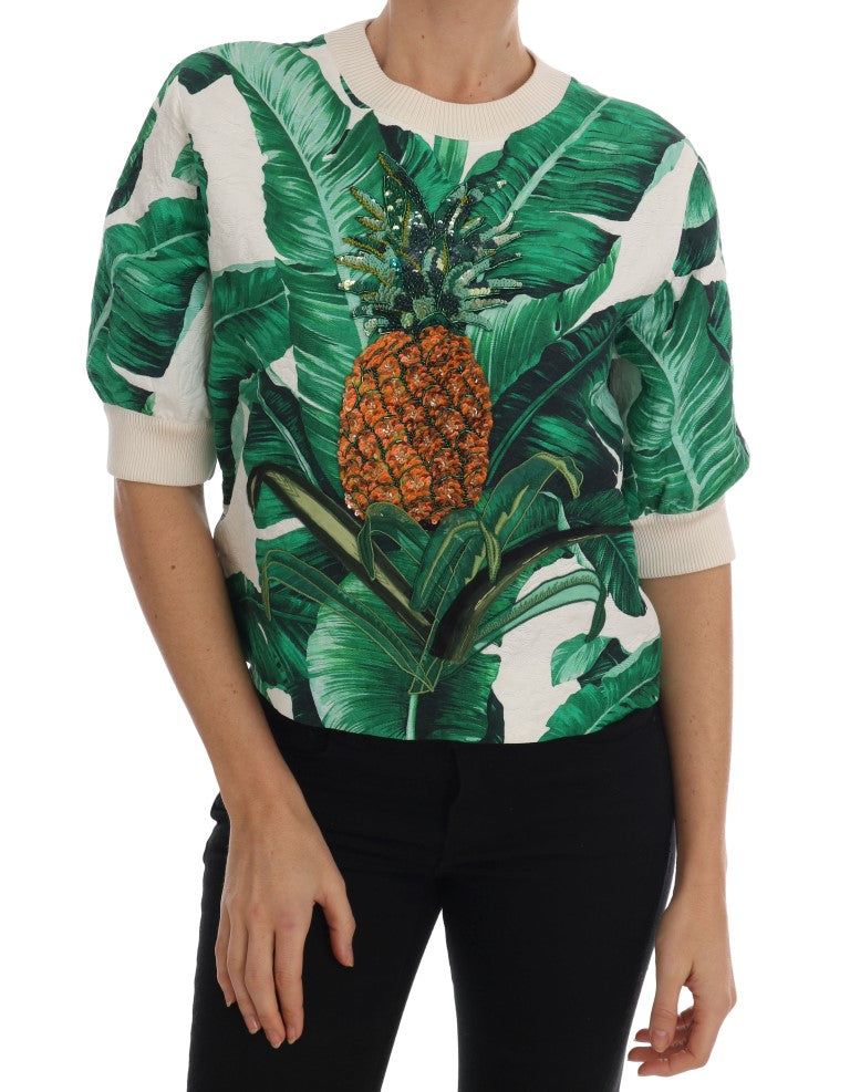 Pineapple Banana Sequins Crewneck Sweater Dolce & Gabbana