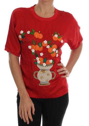 Red Silk Orange Vase Crystal Top Dolce & Gabbana