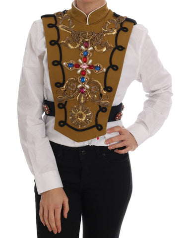 Yellow Crystal Cross Vest Jacket Dolce & Gabbana