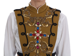 Yellow Crystal Cross Vest Jacket Dolce & Gabbana