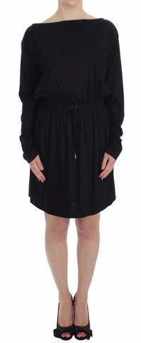 Black Modal Silk Shift Knee Dress Versace Jeans