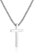 M MOOHAM Cross Necklace for Men, Silver Black Gold Stainless Steel Pla