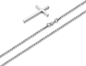 M MOOHAM Cross Necklace for Men, Silver Black Gold Stainless Steel Pla