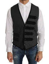 Gray Wool Patterned Slim Vest Dolce & Gabbana