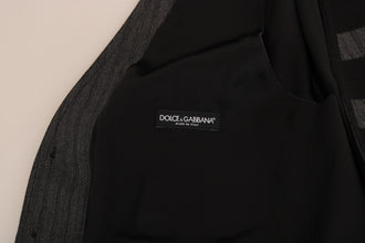 Gray Wool Patterned Slim Vest Dolce & Gabbana