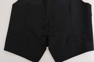 Black Wool Silk Vest Dolce & Gabbana