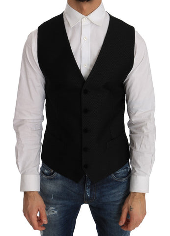 Black Polka Dot Pattern Vest Dolce & Gabbana