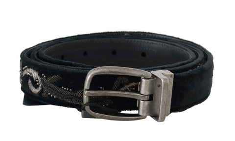 Black Cotton Royal Bee Embroidery Belt Dolce & Gabbana
