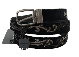 Black Cotton Royal Bee Embroidery Belt Dolce & Gabbana