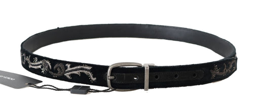 Black Cotton Royal Bee Embroidery Belt Dolce & Gabbana