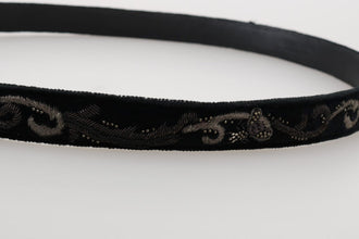 Black Cotton Royal Bee Embroidery Belt Dolce & Gabbana