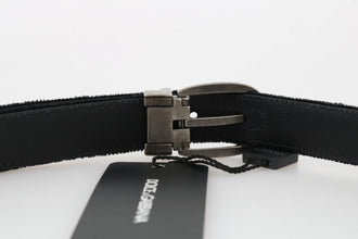 Black Cotton Royal Bee Embroidery Belt Dolce & Gabbana