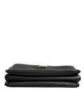 Dolce & Gabbana Black Grain Leather Logo Plaque Clutch Bag