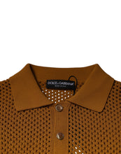 Dolce & Gabbana Brown Perforated Collared Short Sleeves T-shirt