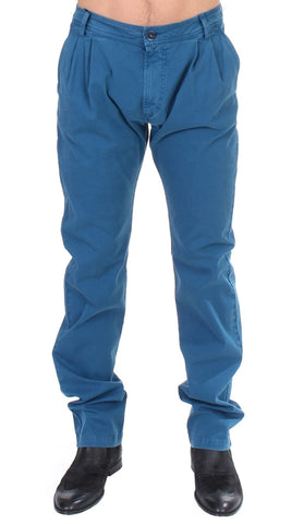 Blue Cotton Straight Fit Chinos GF Ferre