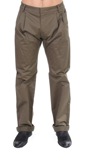 Green Cotton Stretch Comfort Fit Pants GF Ferre
