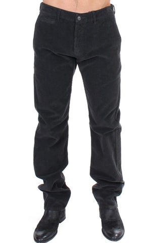 Black Corduroy Cotton Straight Fit Pants GF Ferre