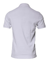 Dolce & Gabbana White Cotton Logo Plaque Collared Polo T-shirt