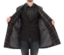 Gray Double Breasted Coat Jacket Dolce & Gabbana