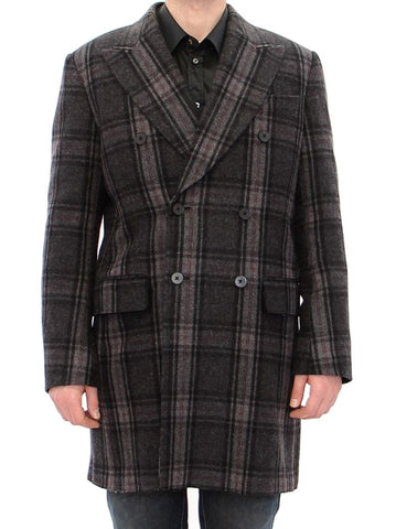 Gray Double Breasted Coat Jacket Dolce & Gabbana