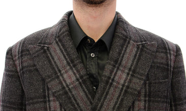 Gray Double Breasted Coat Jacket Dolce & Gabbana