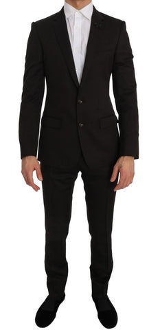 Brown Wool Crystal Bee Slim Fit MARTINI Dolce & Gabbana