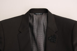 Brown Wool Crystal Bee Slim Fit MARTINI Dolce & Gabbana
