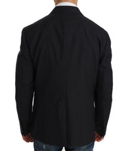Gray Striped Wool Jacket Coat Slim Blazer Dolce & Gabbana