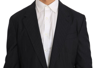 Gray Striped Wool Jacket Coat Slim Blazer Dolce & Gabbana