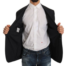 Gray Striped Wool Jacket Coat Slim Blazer Dolce & Gabbana