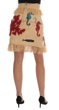 Crystal Beige Palm Fiber Skirt Dolce & Gabbana