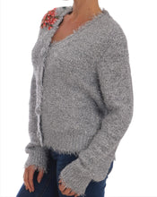 Silver Cardigan Floral Applique Sweater Dolce & Gabbana