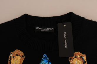 Fairy Tale Crystal Black Cashmere Sweater Dolce & Gabbana