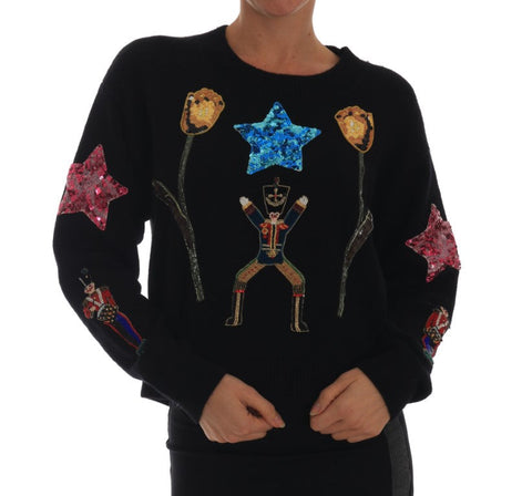 Fairy Tale Crystal Black Cashmere Sweater Dolce & Gabbana