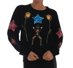 Fairy Tale Crystal Black Cashmere Sweater Dolce & Gabbana
