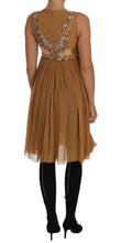 Crystal Silk Gold A-Line Gown Dress Dolce & Gabbana