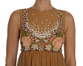 Crystal Silk Gold A-Line Gown Dress Dolce & Gabbana