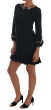 Crystal Green Stretch A-Line Short Dress Dolce & Gabbana