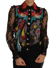 Black Lace Crystal SPACE Shirt Dolce & Gabbana