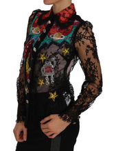 Black Lace Crystal SPACE Shirt Dolce & Gabbana