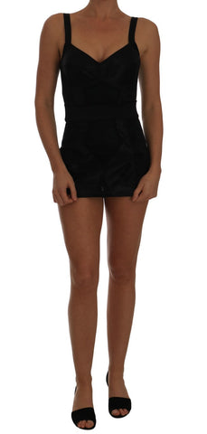 Romper Bodysuit Black Floral Stretch Dress Dolce & Gabbana