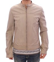 Beige Leather Jacket Biker Coat Dolce & Gabbana